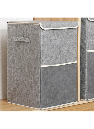 Foldable Oxford Fabric Storage Box Organizer, Multi-Use Sturdy Clothing &amp; Supply Organizer with Lid &amp; Handles (W34 x D34 x H56)cm - Blue