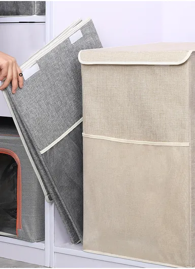 Foldable Oxford Fabric Storage Box Organizer, Multi-Use Sturdy Clothing &amp; Supply Organizer with Lid &amp; Handles (W34 x D34 x H56)cm - Blue