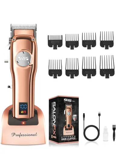 2000mAh 5W Rechargeable Hair Clipper with Charging Base, Professional Hair Clipper with Guide Comb &amp; Plug-in-Play Feature 91318