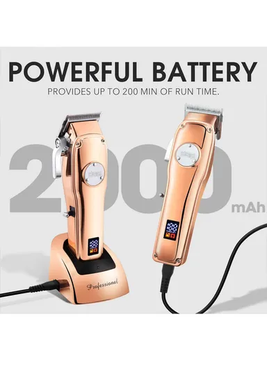 2000mAh 5W Rechargeable Hair Clipper with Charging Base, Professional Hair Clipper with Guide Comb &amp; Plug-in-Play Feature 91318