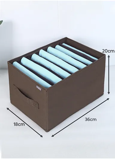 7-Layer Storage Box Organizer, Multi-Use Clothes &amp; Accessories Organizer (L36 x W18 x H30)cm - Brown