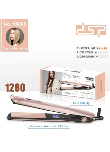 35W Professional Hair Straightener with 360° Rotatable Swivel Cord,  Adjustable 5 Level Temperature Hair Straightener 10808