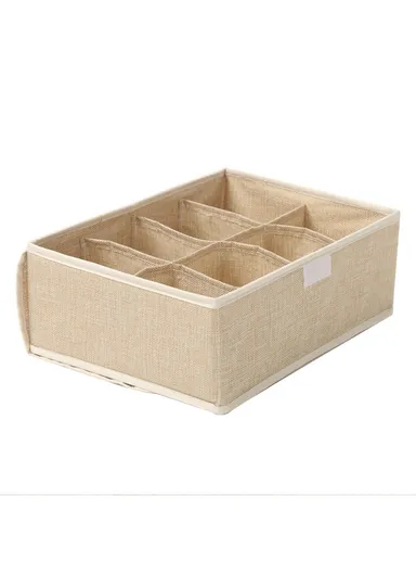 8 Grids Storage Box Organizer with Protective Lid, Multi-Use Drawer Clothing Storage Bin Organizer (W33 x D24 x H12)cm - Grey