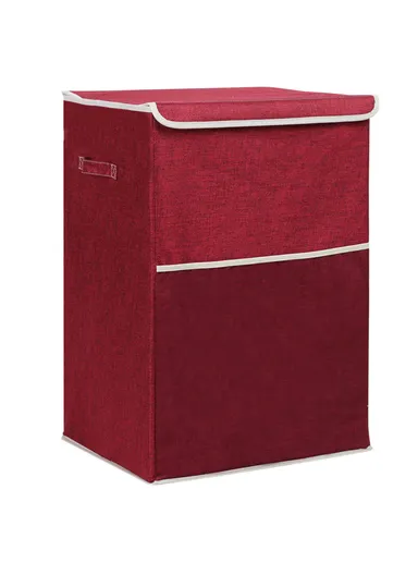 Foldable Oxford Fabric Storage Box Organizer, Multi-Use Sturdy Clothing &amp; Supply Organizer with Lid &amp; Handles (W39 x D39 x H61)cm - Red