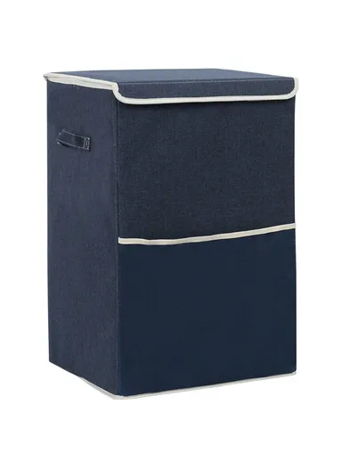 Foldable Oxford Fabric Storage Box Organizer, Multi-Use Sturdy Clothing &amp; Supply Organizer with Lid &amp; Handles (W39 x D39 x H61)cm - Blue