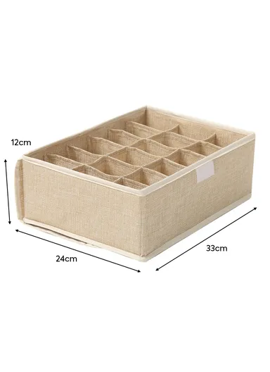 18 Grids Storage Box Organizer with Protective Lid, Multi-Use Drawer Clothing Storage Bin Organizer (W33 x D24 x H12)cm - Blue