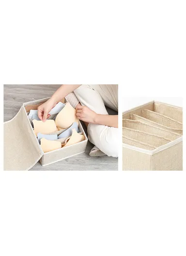 6 Grids Storage Box Organizer with Protective Lid, Multi-Use Drawer Clothing Storage Bin Organizer (W33 x D24 x H12)cm - Grey