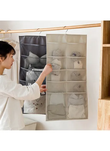 5-Layer Hanging Pocket Storage Organizer, Multi-Use Pocket Space Saving Organizer (L81 x W40)cm - Beige
