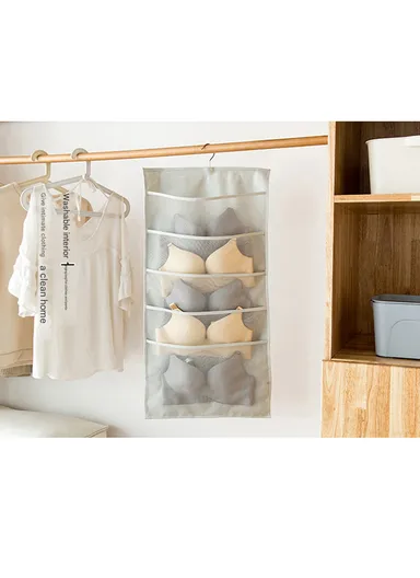 5-Layer Hanging Pocket Storage Organizer, Multi-Use Pocket Space Saving Organizer (L81 x W40)cm - Beige
