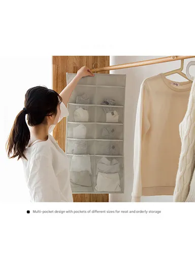 5-Layer Hanging Pocket Storage Organizer, Multi-Use Pocket Space Saving Organizer (L81 x W40)cm - Beige