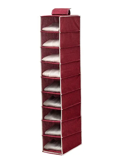 9-Layer Oxford Fabric Hanging Storage Bag, Multi-Use Wall Hanging Organizer (W20 x D30 x H108)cm - Red