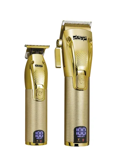 2500mAh Rechargeable Gold Hair Cutting Set, Professional Hair Trimmer &amp; Clipper with Different Size Comb &amp; Brush 80109