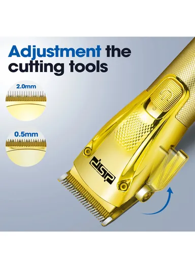 2500mAh Rechargeable Gold Hair Cutting Set, Professional Hair Trimmer &amp; Clipper with Different Size Comb &amp; Brush 80109