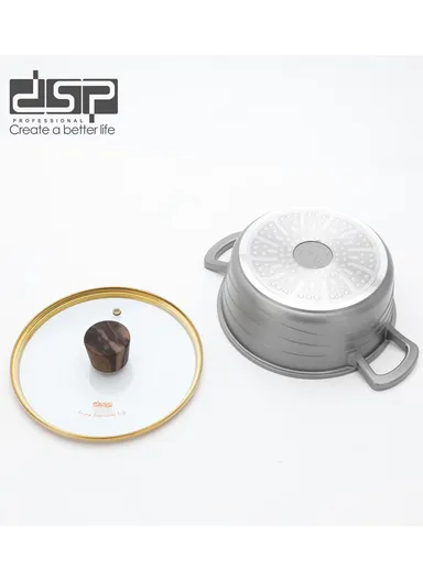 15 Pieces Set Die-Casting Non-Stick Aluminum Multicookware Casserole &amp; Pan with Apron, Spatulas &amp; Gloves CA018-S02 - Grey