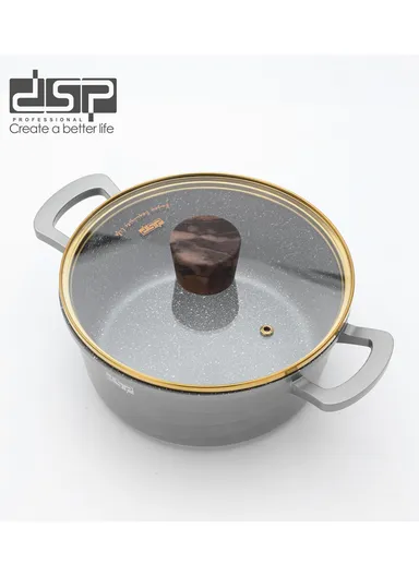 15 Pieces Set Die-Casting Non-Stick Aluminum Multicookware Casserole &amp; Pan with Apron, Spatulas &amp; Gloves CA018-S02 - Grey