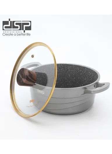 15 Pieces Set Die-Casting Non-Stick Aluminum Multicookware Casserole &amp; Pan with Apron, Spatulas &amp; Gloves CA018-S02 - Grey