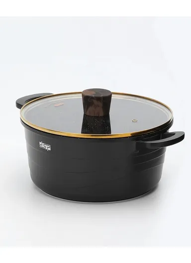 16-Pcs 20/24/28/32cm Non-Stick Cast Aluminum Casserole Set with 4 Lids, 5 Spoons, Kitchen Apron &amp; Heat-Resistant Glove CA018-S01 - Black