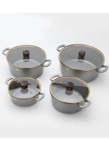 16 Pieces Set Die-Casting Non-Stick Aluminum Casserole with Apron, Spatulas &amp; Gloves CA018-S01 - Grey