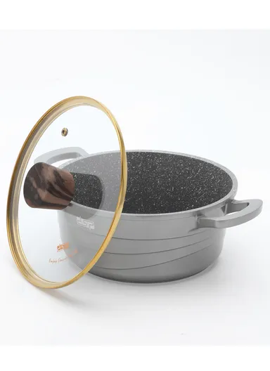 16 Pieces Set Die-Casting Non-Stick Aluminum Casserole with Apron, Spatulas &amp; Gloves CA018-S01 - Grey