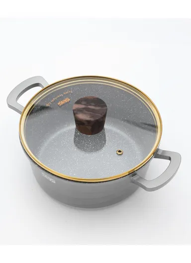 16 Pieces Set Die-Casting Non-Stick Aluminum Casserole with Apron, Spatulas &amp; Gloves CA018-S01 - Grey