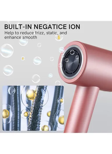 1600-1900W Ionic Hair Dryer with Digital Display, 4 Adjustable Modes &amp; Magnetic Nozzle V-443 - Pink