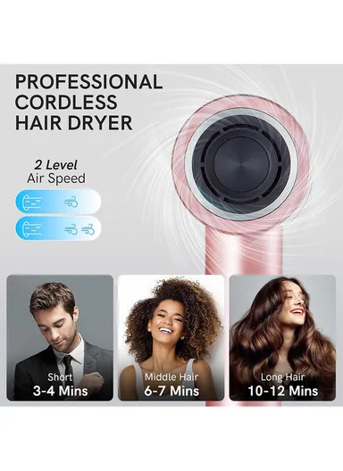 1600-1900W Ionic Hair Dryer with Digital Display, 4 Adjustable Modes &amp; Magnetic Nozzle V-443 - Pink