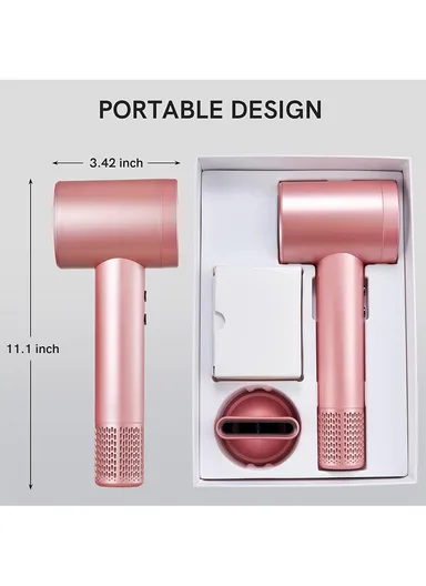 1600-1900W Ionic Hair Dryer with Digital Display, 4 Adjustable Modes &amp; Magnetic Nozzle V-443 - Pink