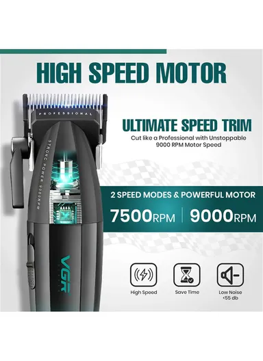 Professional Rechargeable Hair CLIPPER, 5-Level &amp; Dual Speed Adjustable Hair Trimmer with Cord/Cordless Use Function V-003