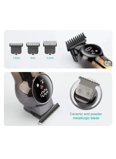 Professional Rechargeable Hair Clipper, Ceramic Blades Hair Clipper with Corded &amp; Cordless with LED Display &amp;Turbo Mode V-989