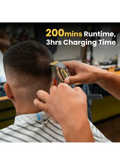 Rechargeable Professional Hair Clipper, Waterproof Ceramic &amp; Titanium Blade Hair Clipper with LED Display &amp; Guiding Comb V-663