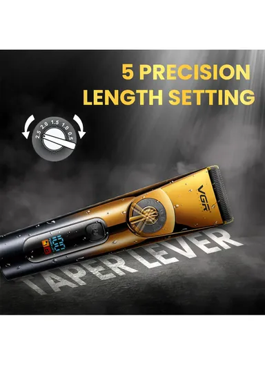 Rechargeable Professional Hair Clipper, Waterproof Ceramic &amp; Titanium Blade Hair Clipper with LED Display &amp; Guiding Comb V-663