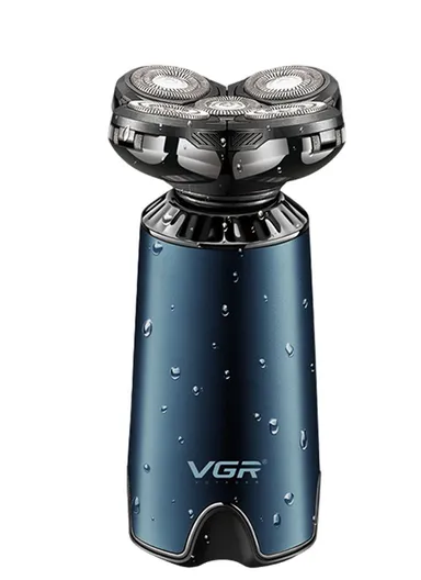 Rechargeable Waterproof Cordless LED Professional Foil Shaver Kit with Comfortable Non-Slip Grip &amp; Storage Bag V-397 - Blue