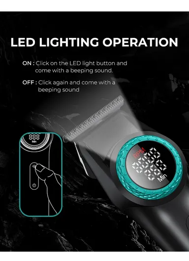 Professional Rechargeable Hair Trimmer &amp; Shaver Combo Set, Adjustable Taper Lever Hair Trimmer with LED Display &amp; Stainless Steel Blade V-977 &amp; V-377 - Black