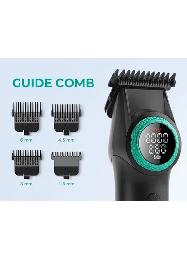 Professional Rechargeable Hair Trimmer &amp; Shaver Combo Set, Adjustable Taper Lever Hair Trimmer with LED Display &amp; Stainless Steel Blade V-977 &amp; V-377 - Black
