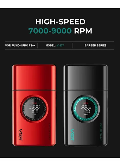 Professional Rechargeable Hair Trimmer &amp; Shaver Combo Set, Adjustable Taper Lever Hair Trimmer with LED Display &amp; Stainless Steel Blade V-977 &amp; V-377 - Black