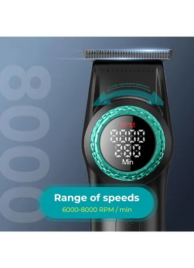 2PCS Professional Cordless Hair Clipper &amp; Trimmer Set, Adjustable Taper Lever Hair Clipper with LED Display &amp; Accessories V-001 &amp; V-977 - Black