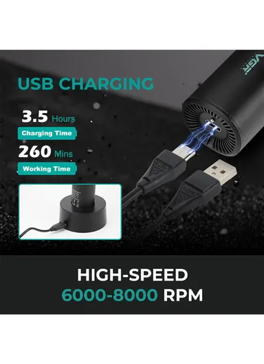 2PCS Professional Cordless Hair Clipper &amp; Trimmer Set, Adjustable Taper Lever Hair Clipper with LED Display &amp; Accessories V-001 &amp; V-977 - Black