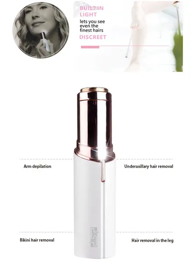 350mAh 1W Rechargeable Facial Hair Remover with Built-in Light, Portable Facial Hair Epilator (L10 x W2)cm 70081 - Pink