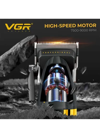 Professional Rechargeable Corded &amp; Cordless Hair Clipper, Ceramic Blades Hair Clipper with LED Display &amp; Guiding Comb V-285 - Black &amp; Gold