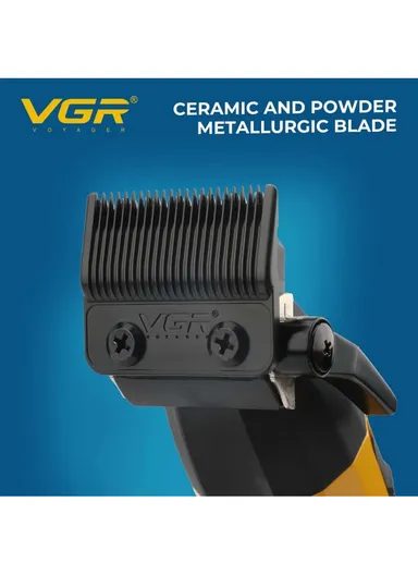 Professional Rechargeable Corded &amp; Cordless Hair Clipper, Ceramic Blades Hair Clipper with LED Display &amp; Guiding Comb V-285 - Black &amp; Gold