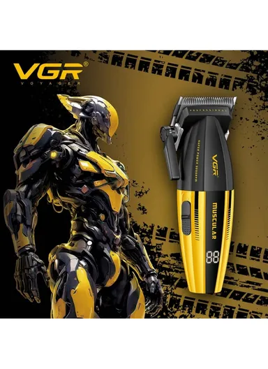 Professional Rechargeable Corded &amp; Cordless Hair Clipper, Ceramic Blades Hair Clipper with LED Display &amp; Guiding Comb V-285 - Black &amp; Gold