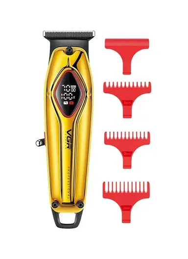 Professional Rechargeable Hair Trimmer with Digital Display, Ceramic Blade Hair Trimmer with Guide Comb V-945 - Gold