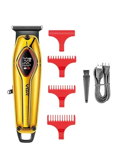 Professional Rechargeable Hair Trimmer with Digital Display, Ceramic Blade Hair Trimmer with Guide Comb V-945 - Gold