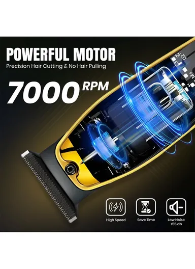 Professional Rechargeable Hair Trimmer with Digital Display, Ceramic Blade Hair Trimmer with Guide Comb V-945 - Gold
