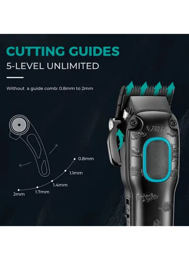 Hair Clipper with Intelligent LED Digital Display, Powerful Motor Noise Reduction Dual Charging Hair Clipper V-016 - Blue
