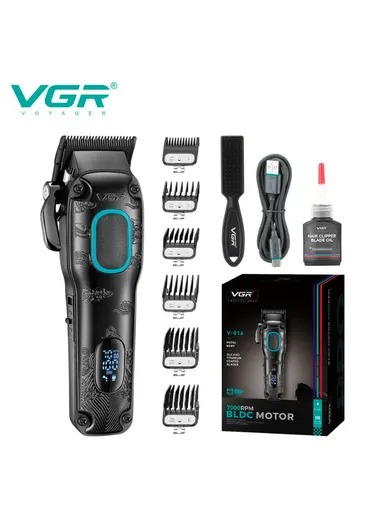 Hair Clipper with Intelligent LED Digital Display, Powerful Motor Noise Reduction Dual Charging Hair Clipper V-016 - Blue