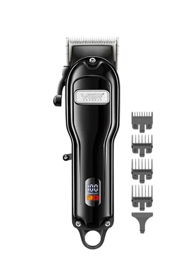 Professional Rechargeable Hair Clipper with Guiding Comb, Stainless Steel Blades Cordless Hair Clipper with Accessories V-251 - Black