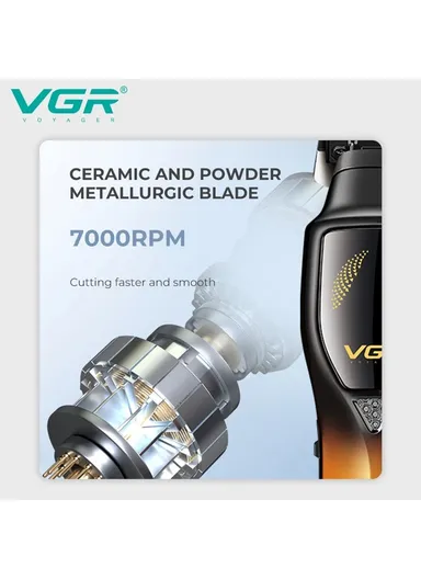 Professional Rechargeable Hair Clipper, Cordless Electric Sharp Blade Hair Clipper with LED Power Display V-187 - Silver