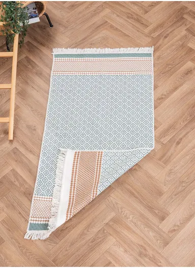 120 x 180 cm Mirror Craft Geometric Harmony Double Sided Decorative Rug - Brown / Cream / Mint