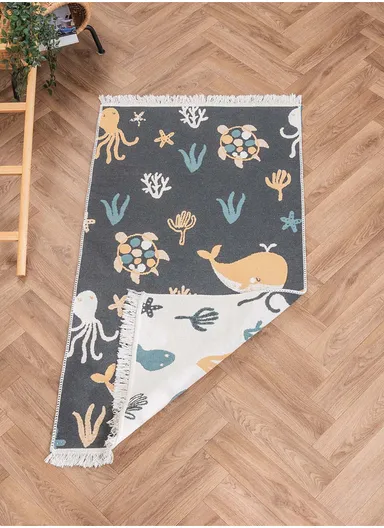 120 x 180 cm Mirror Craft Marine Wonders Double Sided Decorative Rug - Cream / Yellow / Black / Green